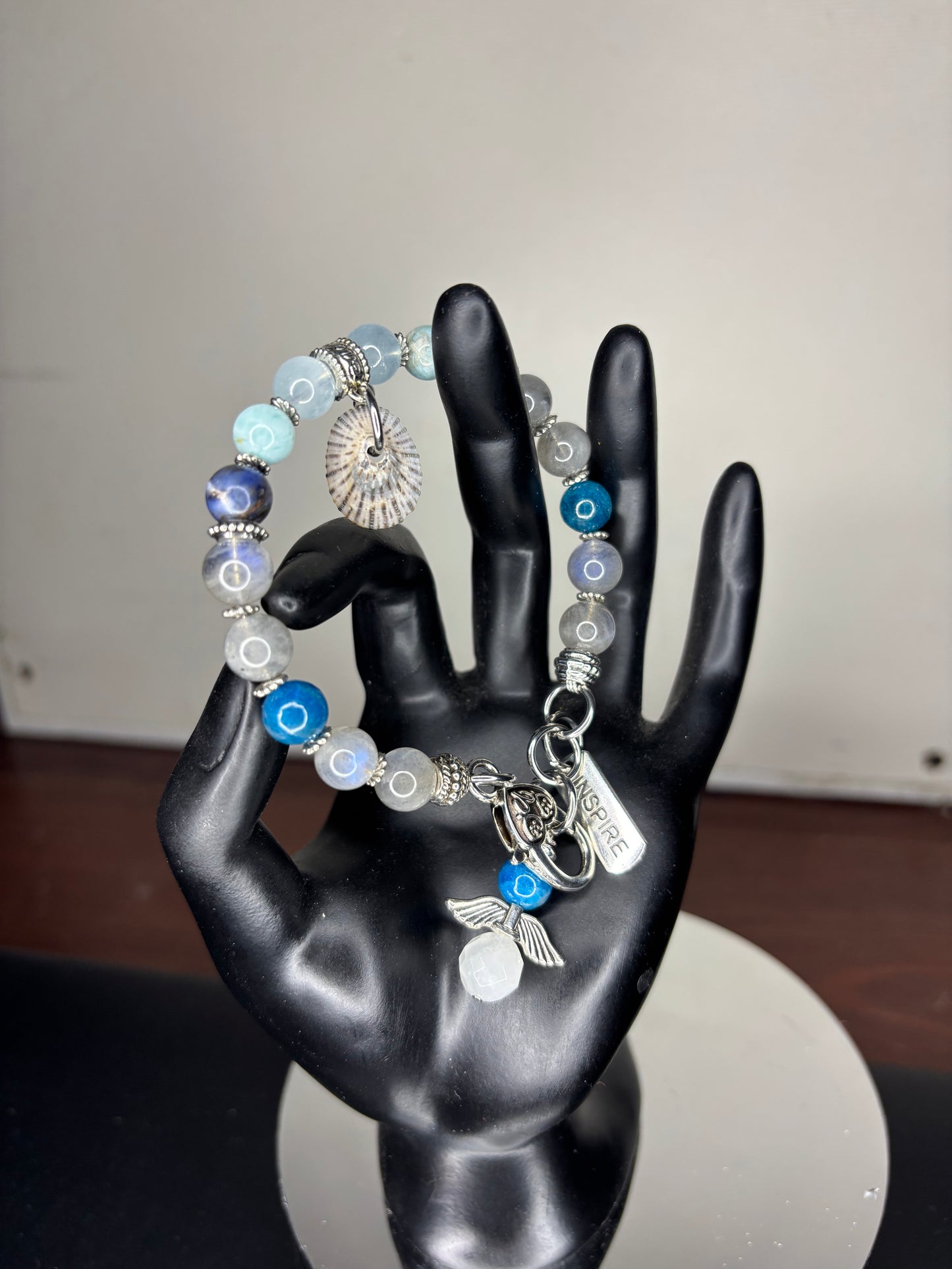 Blue Apatite, blue lace agate, labradorite, sodalite, aquamarine