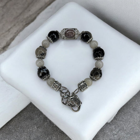 White Lace Agate, Orca Agate, Garden Quartz Bracelet
