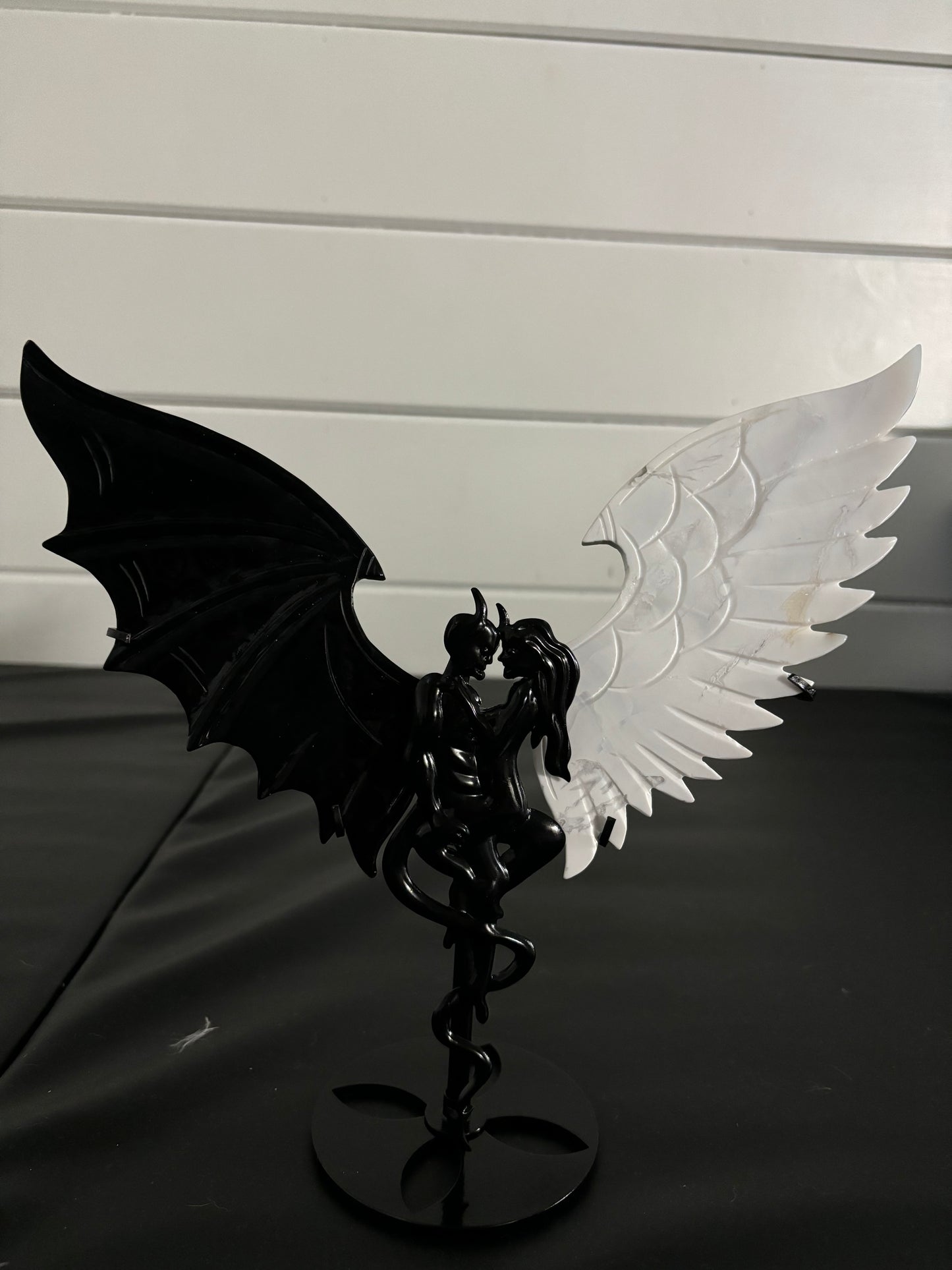 11” devil angel wings black onyx and howlite crystal wings