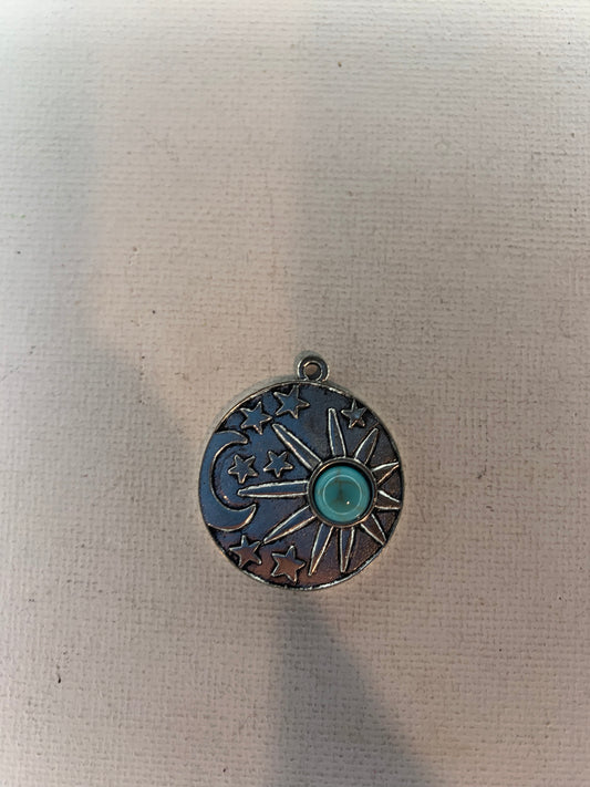 Silver Sun And Moon Pendant with howlite